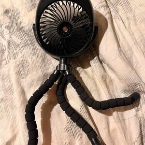 Portable Clip-On Fan with Flexible Tripod Legs - Black